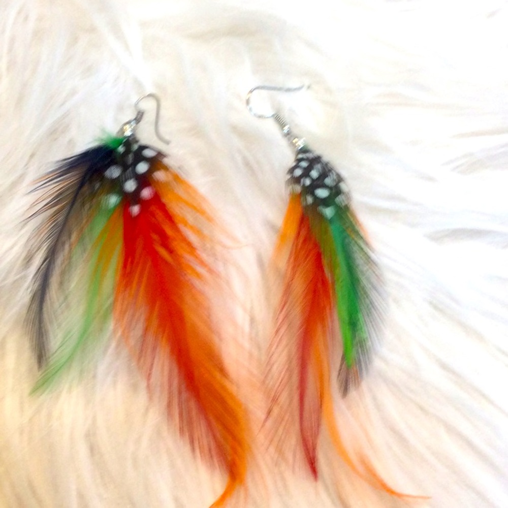Colorful feather earrings